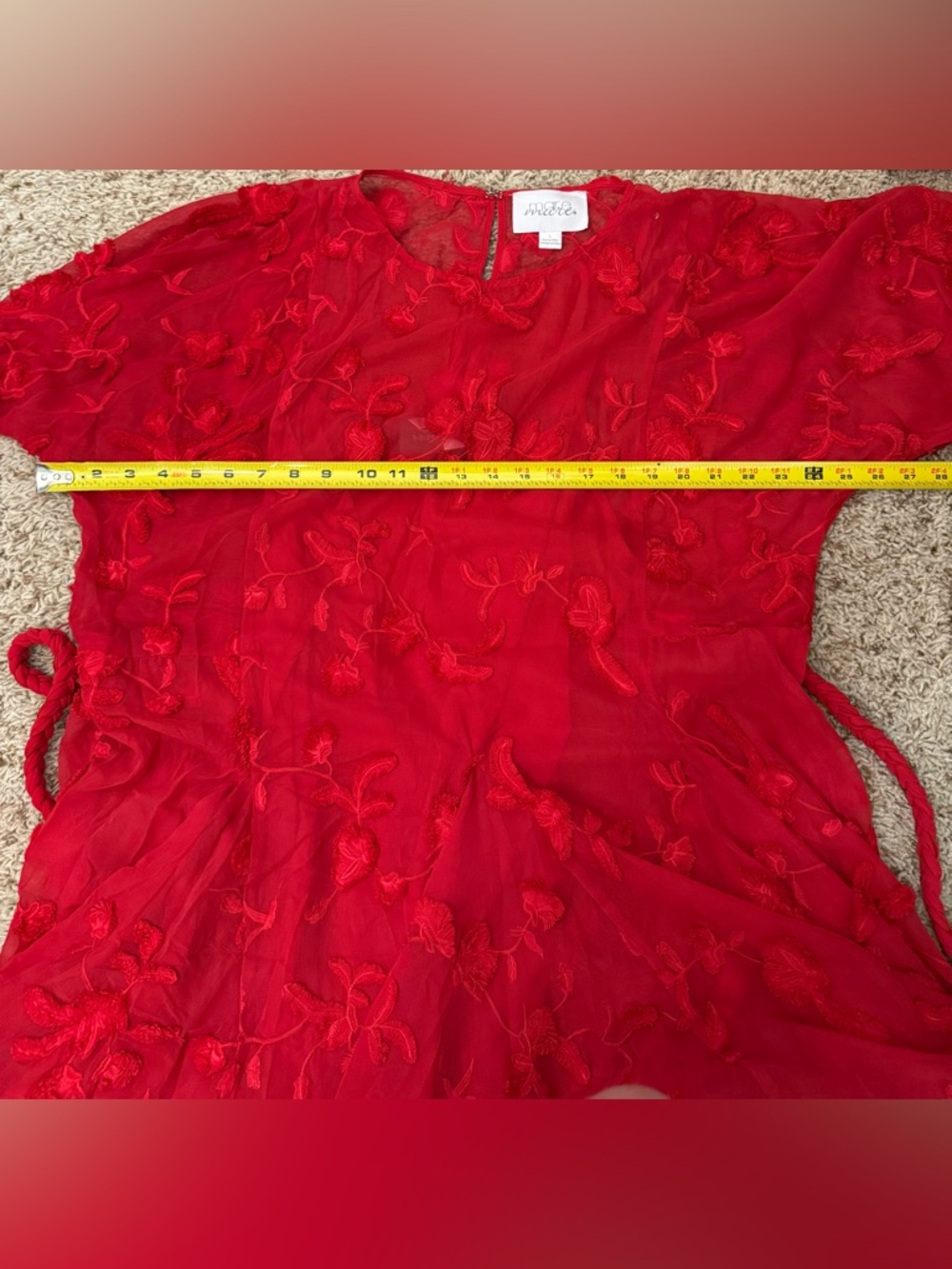 Anthropologie Mare Mare Red Amal Textured Mini Dress Size Large - Picture 15 of 15